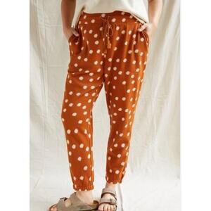 Anthropologie Daily Practice orange polka dot joggers